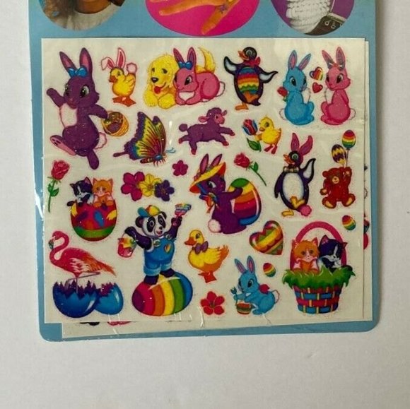 Vintage Lisa Frank Easter Glitter Body Stickers 50 Temporary Tattoo Rabbit Panda - Picture 4 of 12